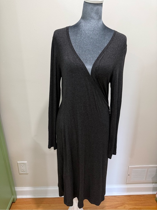 esprit Dresses & Skirts - Esprit Charcoal Wrap-Style Long-Sleeve Dress